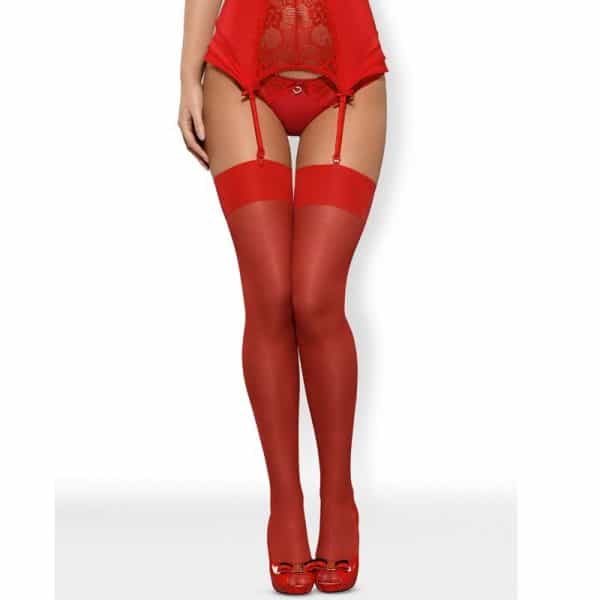 OBSESSIVE STOCKINGS S800 - RED - L/XL - OBSESSIVE GARTER & STOCKINGS